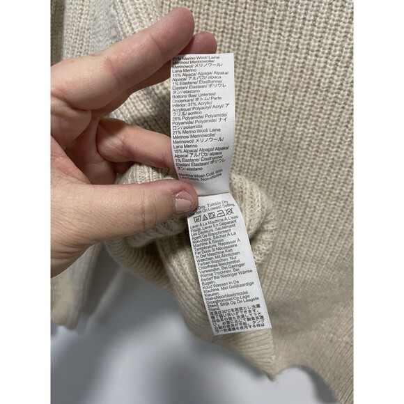 J. Crew Women's Cropped Puff-Sleeve Turtleneck Sweater Size L Alpaca Blend Soft - Picture 9 of 9